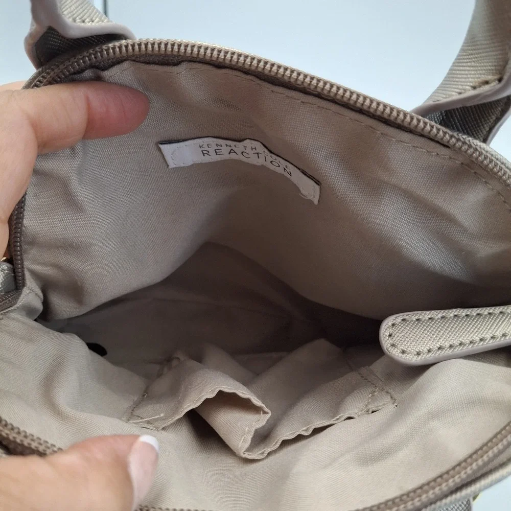 Kenneth Cole Reaction Mini Dome Satchel Metallic Champagne Gold Saffiano Handbag